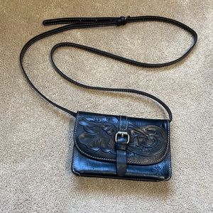 Black leather cross body bag